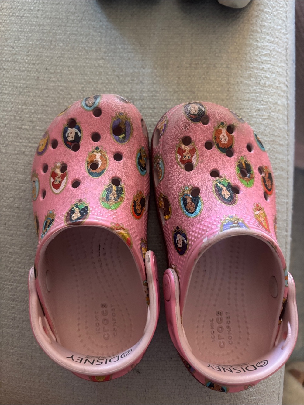 CROCS Kids Pink Disney Print Slip-On Clogs
